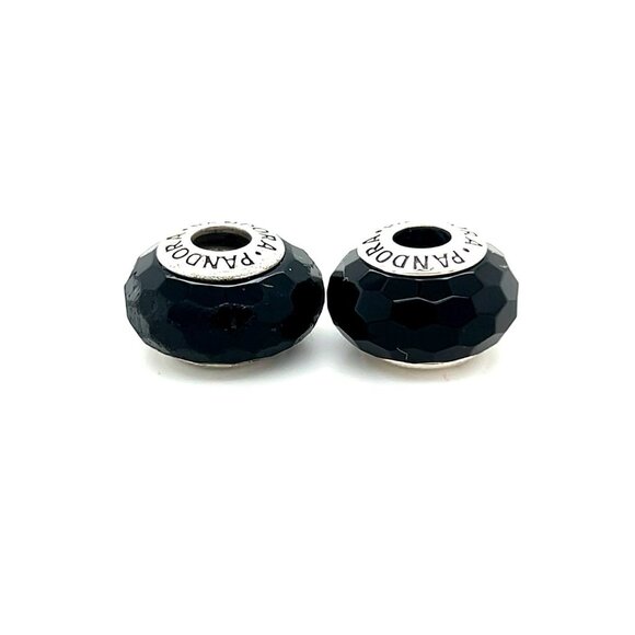 2 Pandora Black Fascinating Murano Glass Charms - Picture 1 of 4